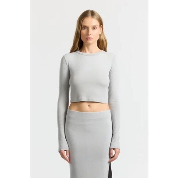 $90 New Cotton Citizen Verona Crop Long Sleeve - Gray - Small - Picture 1 of 5